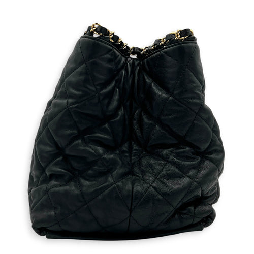 Chain Me Shoulder Bag Black in Calfskin, Gold hardware