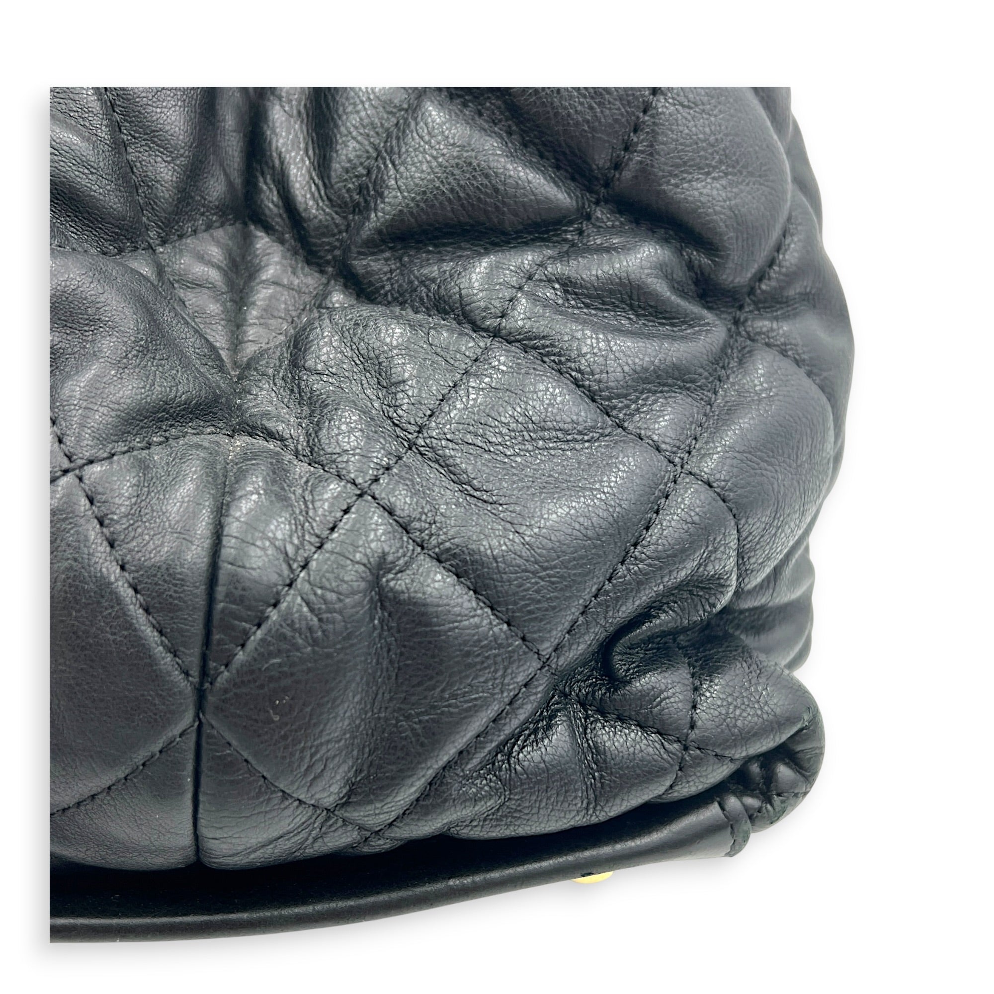 Chain Me Shoulder Bag Black in Calfskin, Gold hardware
