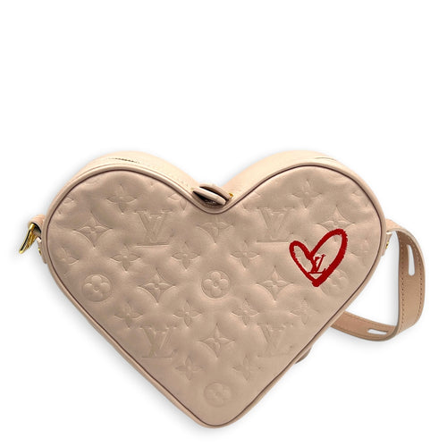 Fall in Love Sac Coeur Crossbody Bag Pink in Calfskin, Gold hardware