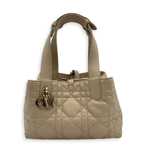 Toujours Top Handle Bag Small Beige in Lambskin, Gold hardware