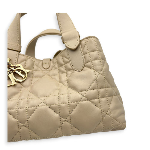Toujours Top Handle Bag Small Beige in Lambskin, Gold hardware