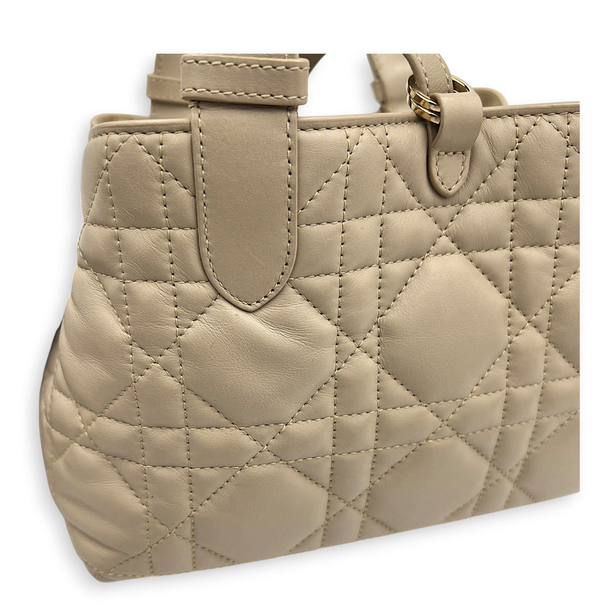 Toujours Top Handle Bag Small Beige in Lambskin, Gold hardware