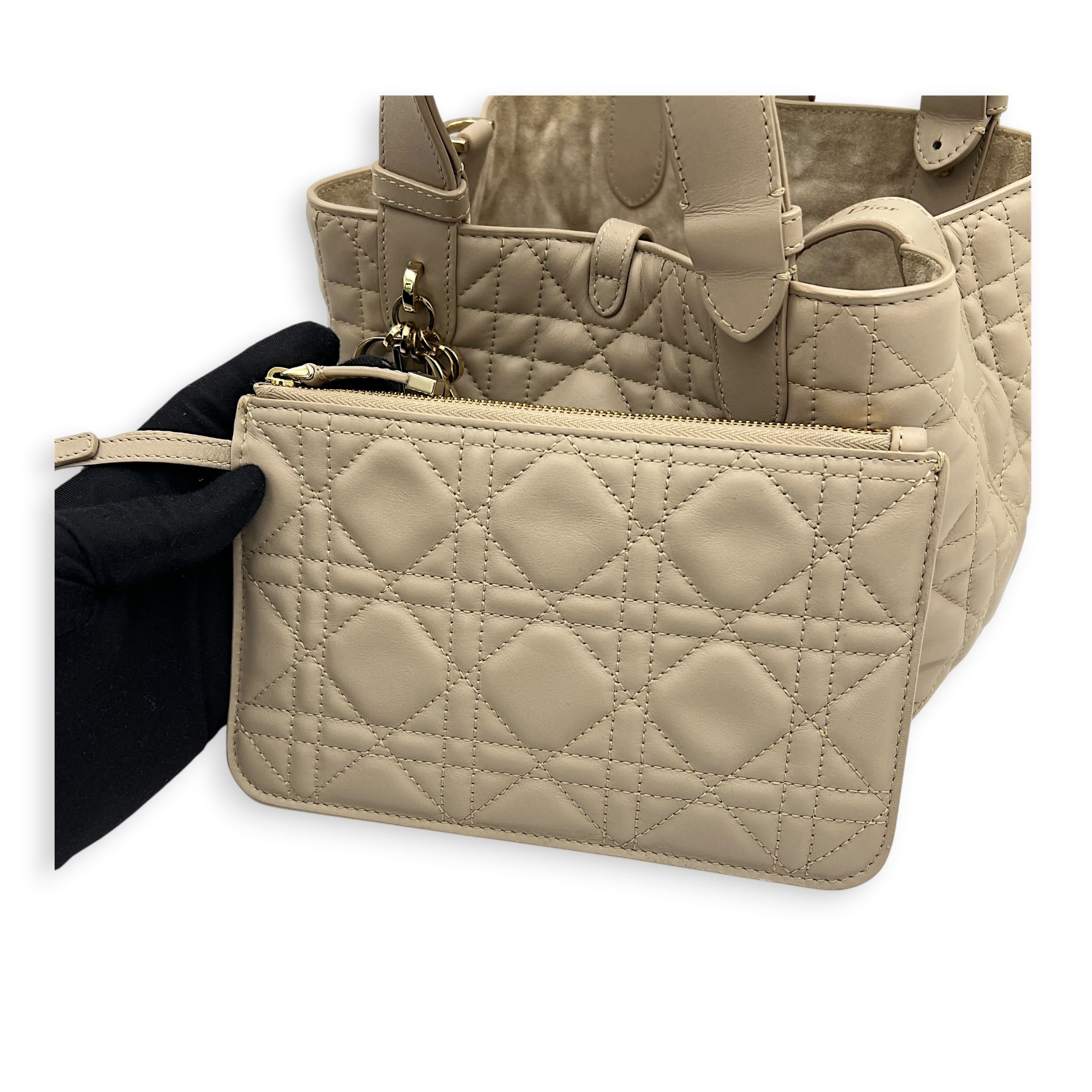 Toujours Top Handle Bag Small Beige in Lambskin, Gold hardware