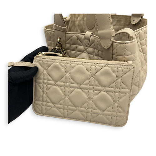Toujours Top Handle Bag Small Beige in Lambskin, Gold hardware
