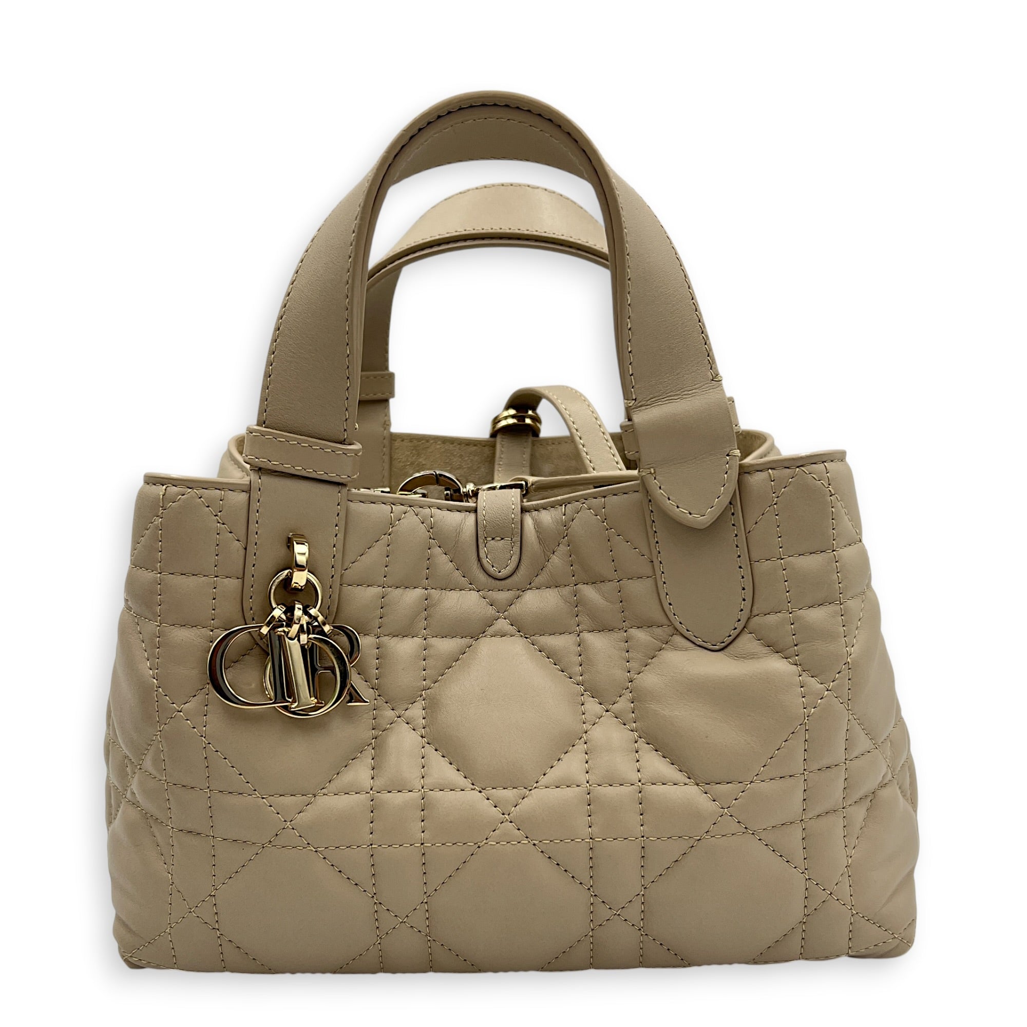 Toujours Top Handle Bag Small Beige in Lambskin, Gold hardware