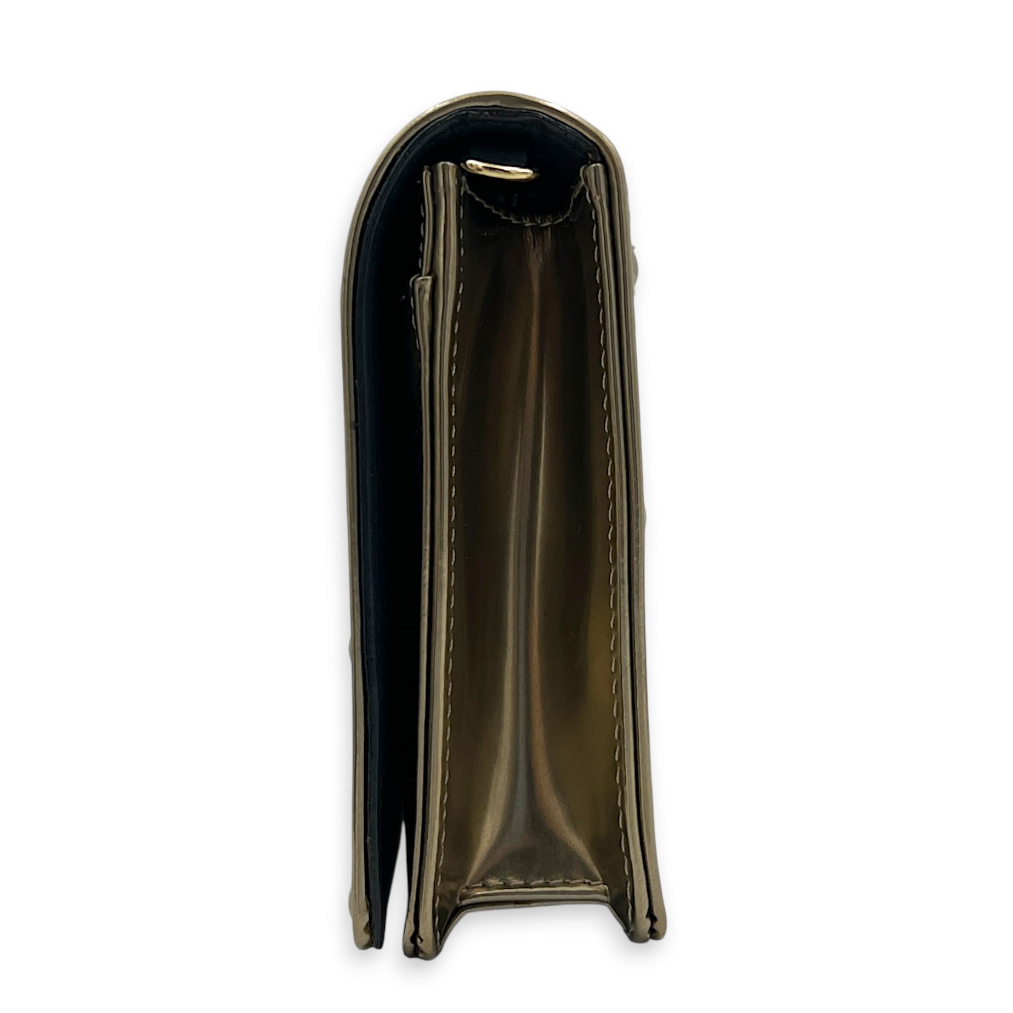 Diorama Wallet On Chain Gold in Patent Leather, Gold hardware