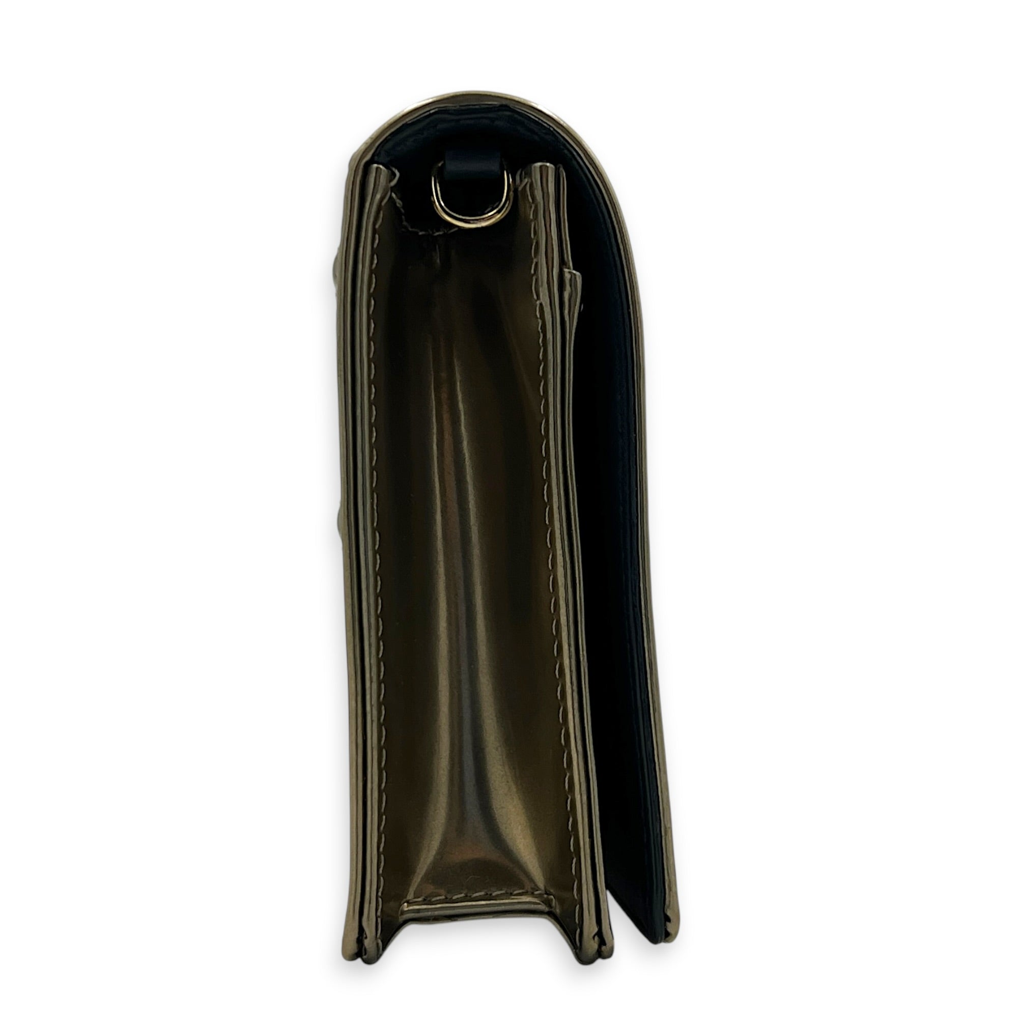 Diorama Wallet On Chain Gold in Patent Leather, Gold hardware