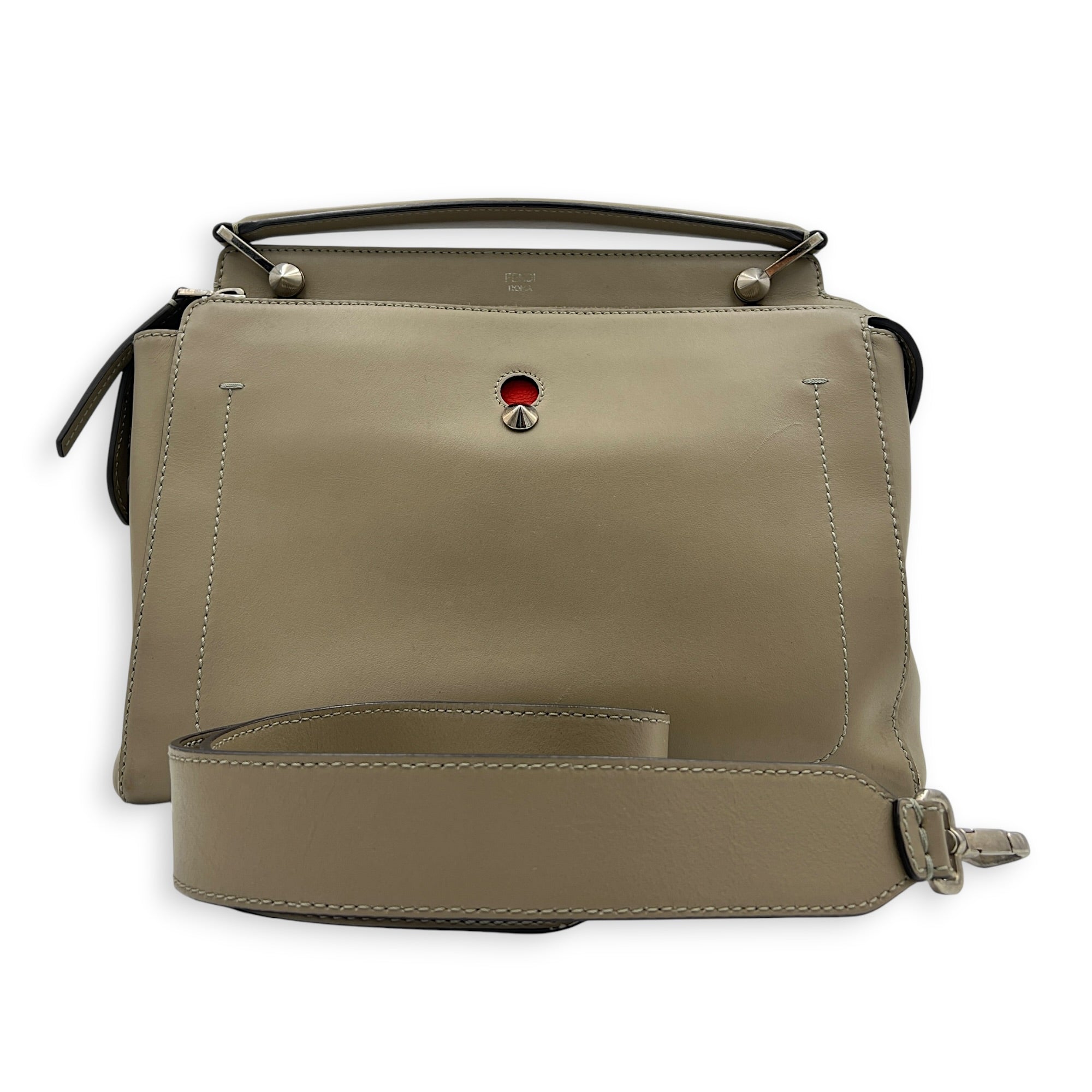 Dotcom Top Handle Bag Grey in Calfskin, Silver hardware