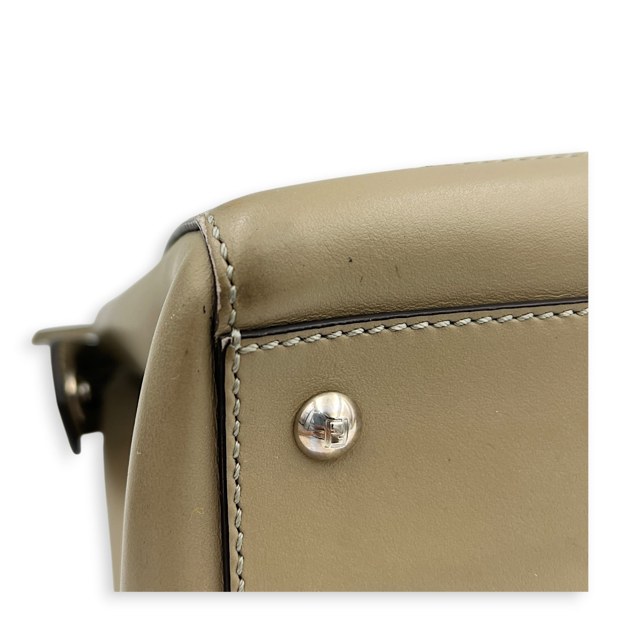 Dotcom Top Handle Bag Grey in Calfskin, Silver hardware