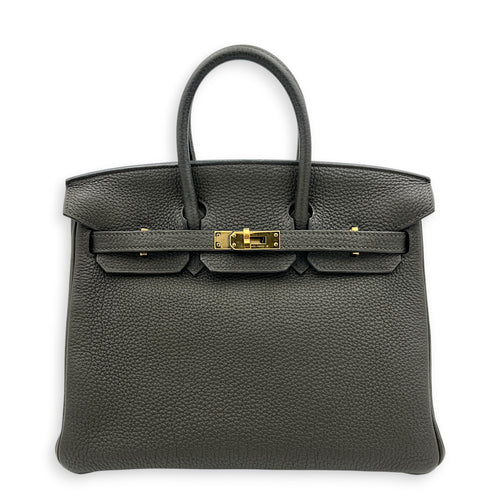 Birkin 25 Vert Maquis Top Handle Bag in Togo, Gold hardware