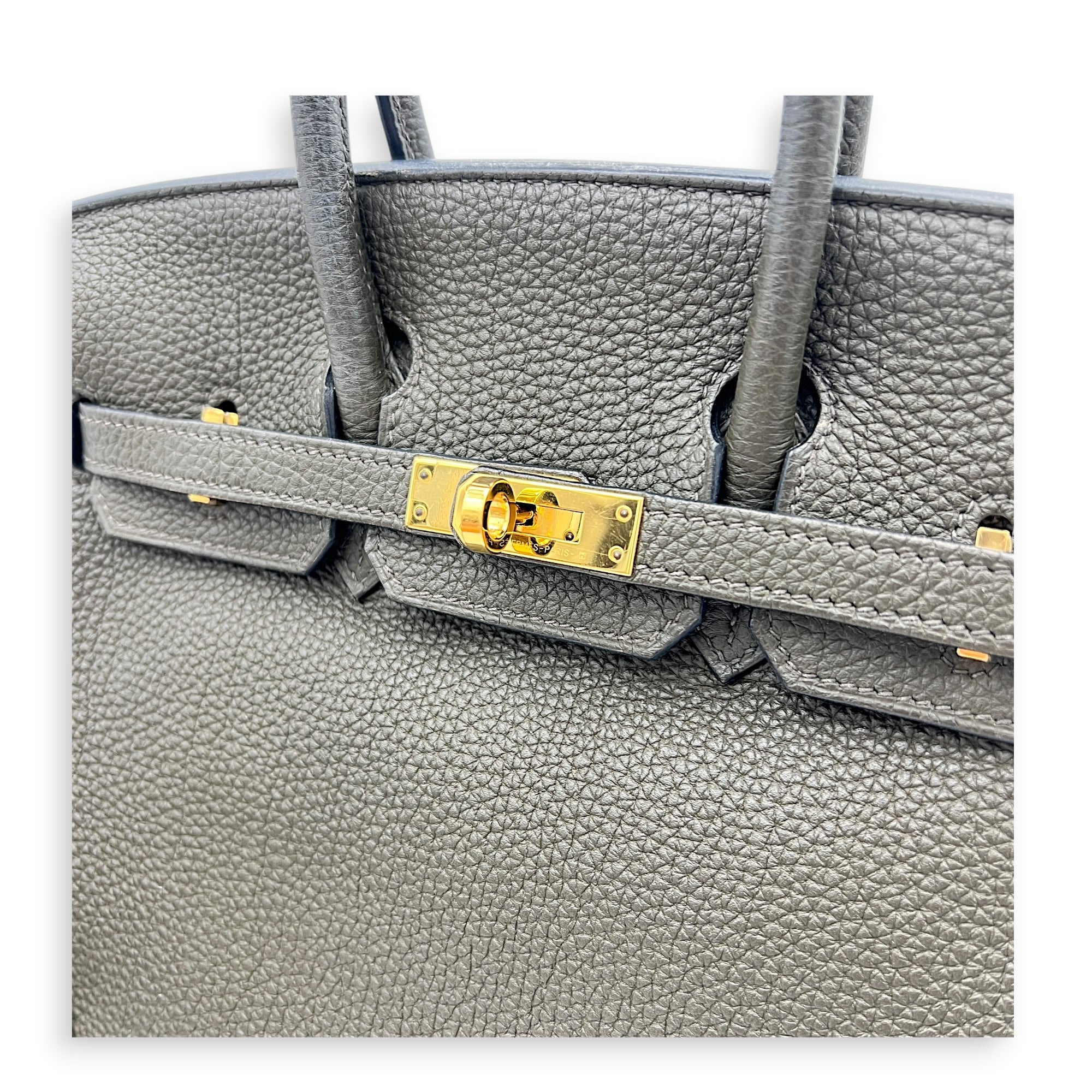 Birkin 25 Vert Maquis Top Handle Bag in Togo, Gold hardware