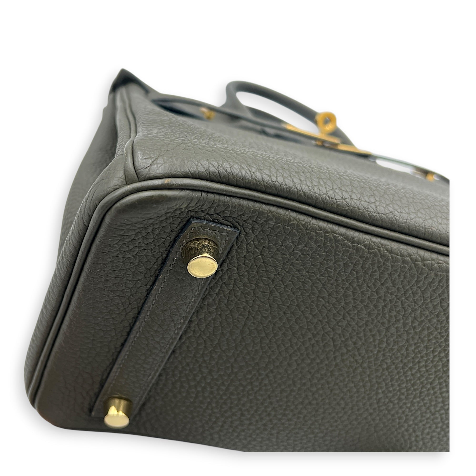 Birkin 25 Vert Maquis Top Handle Bag in Togo, Gold hardware