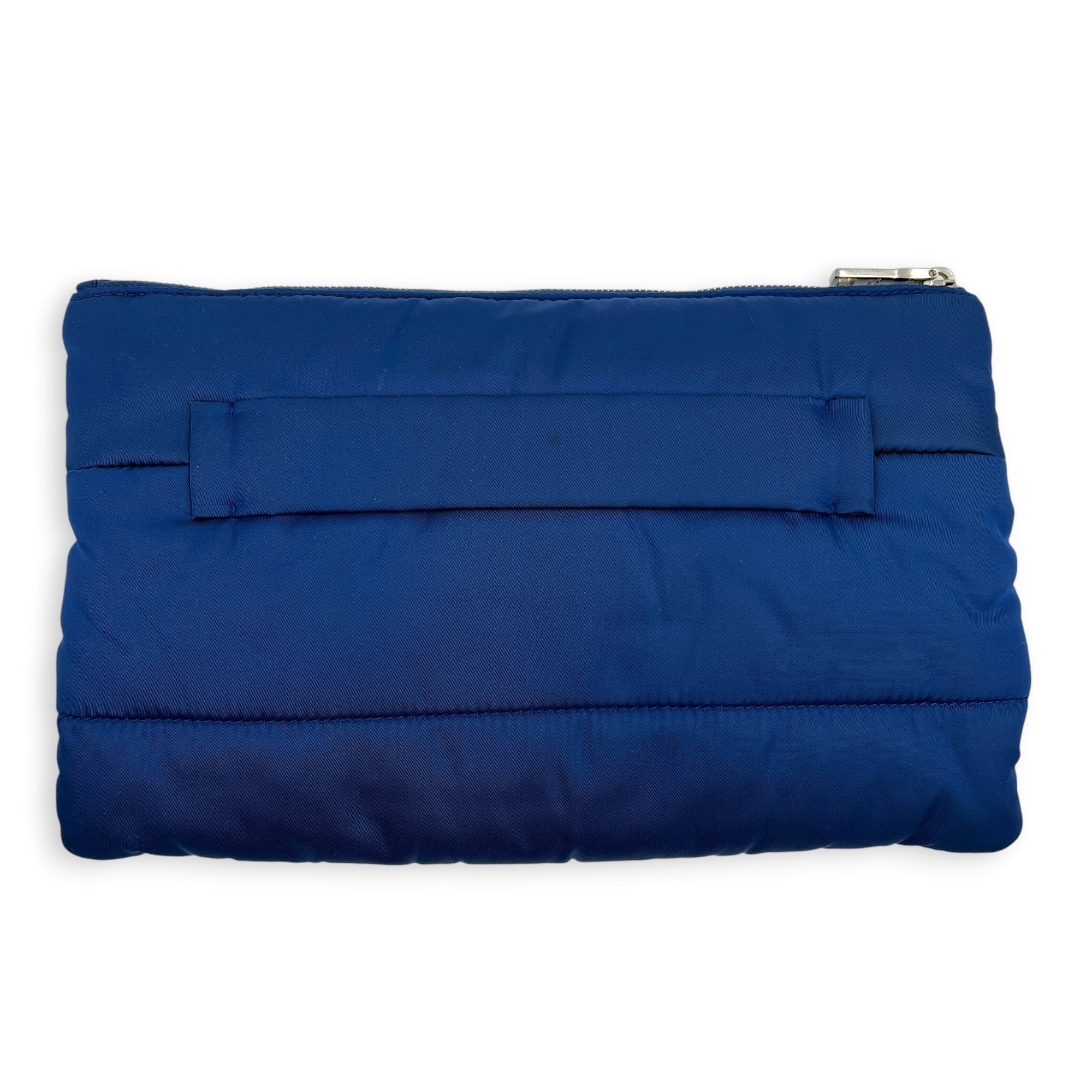 Logo Clutch Blue in Nylon, Silver hardware