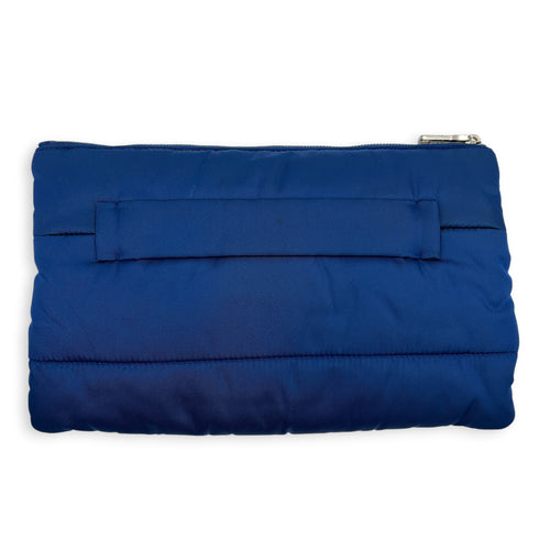 Logo Clutch Blue in Nylon, Silver hardware