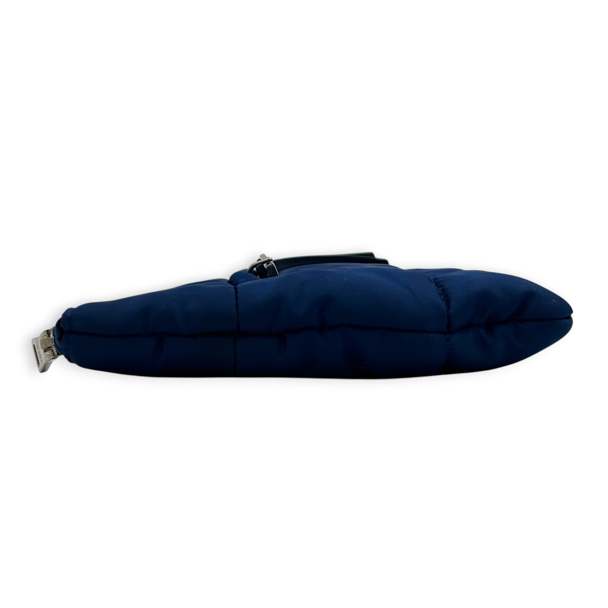 Logo Clutch Blue in Nylon, Silver hardware