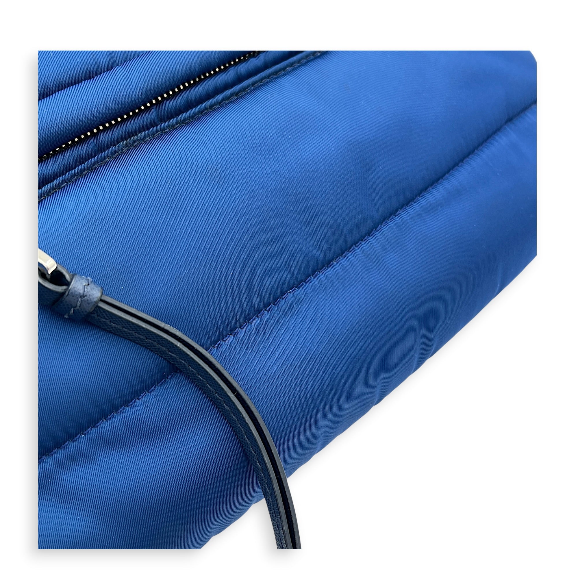 Logo Clutch Blue in Nylon, Silver hardware