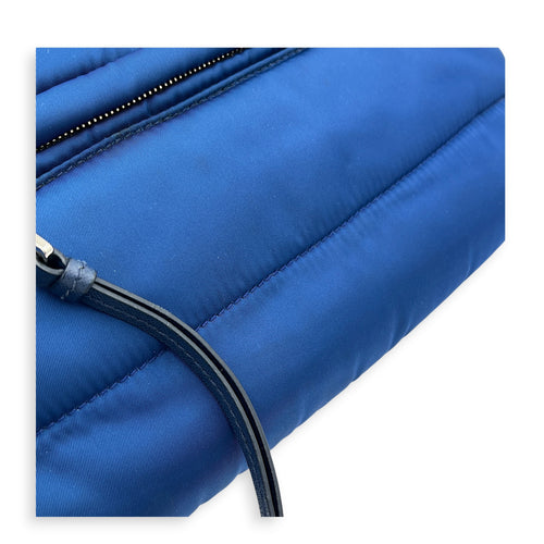 Logo Clutch Blue in Nylon, Silver hardware