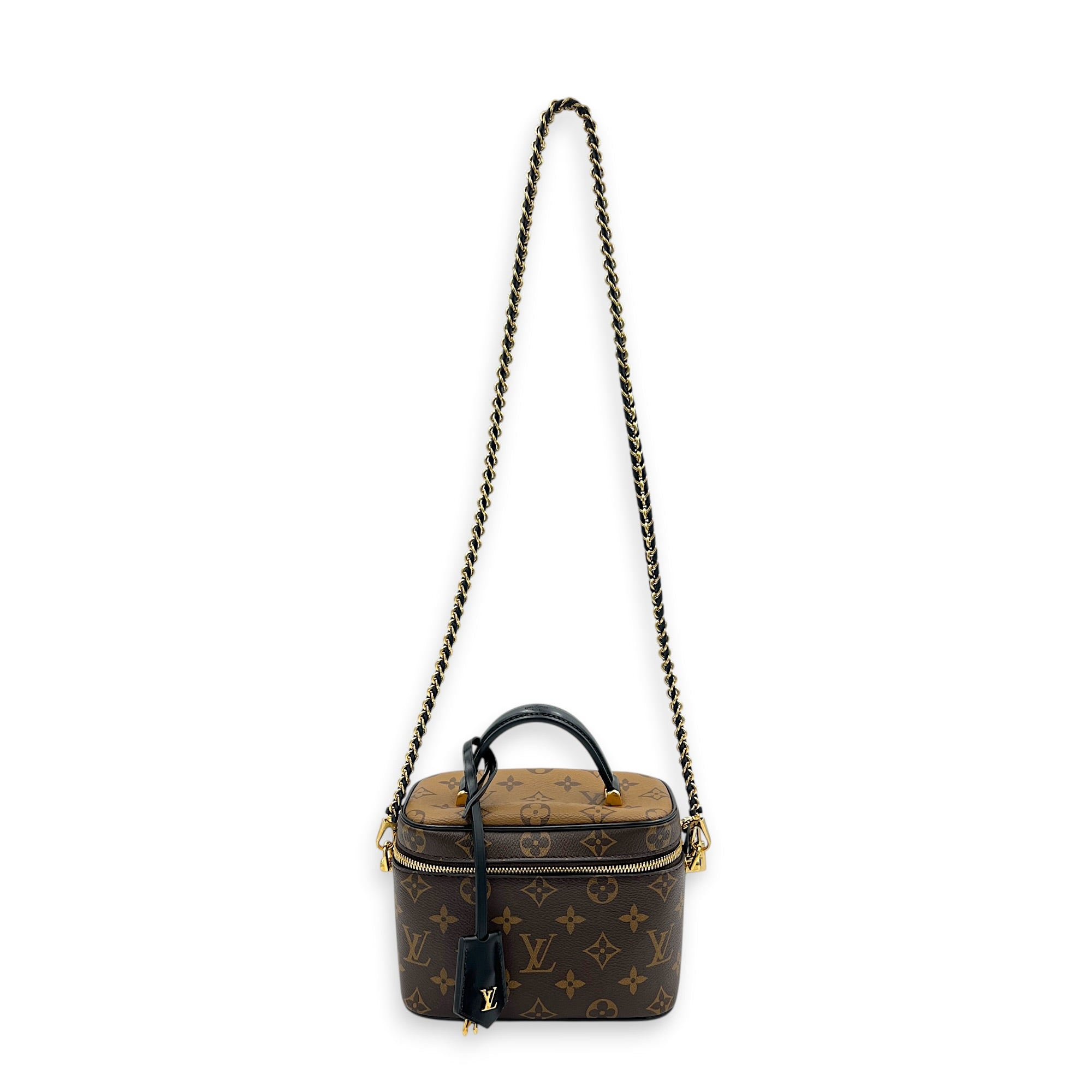 Vanity Top Handle Bag Brown in Monogram Coated Canvas, Gold hardware