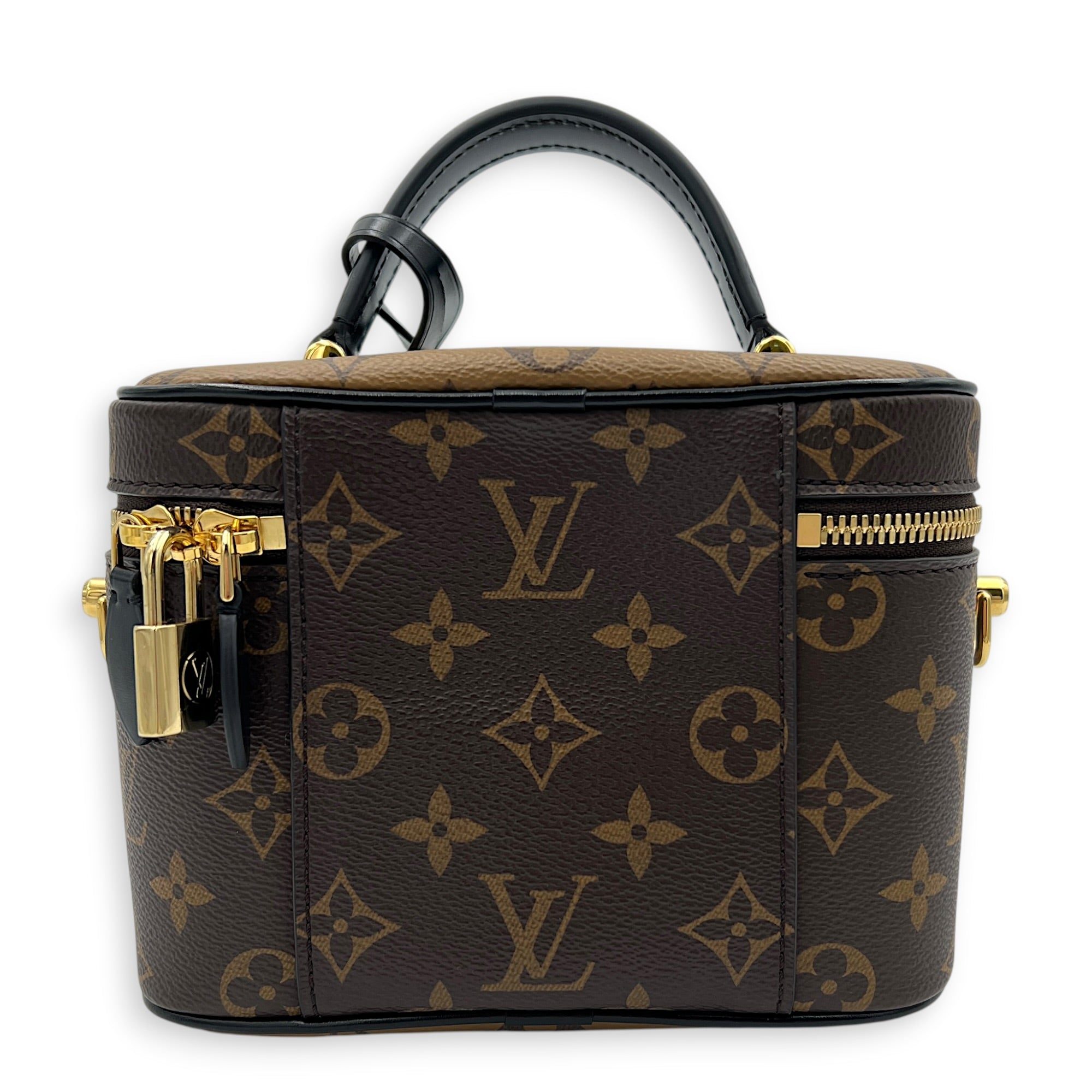 Vanity Top Handle Bag Brown in Monogram Coated Canvas, Gold hardware