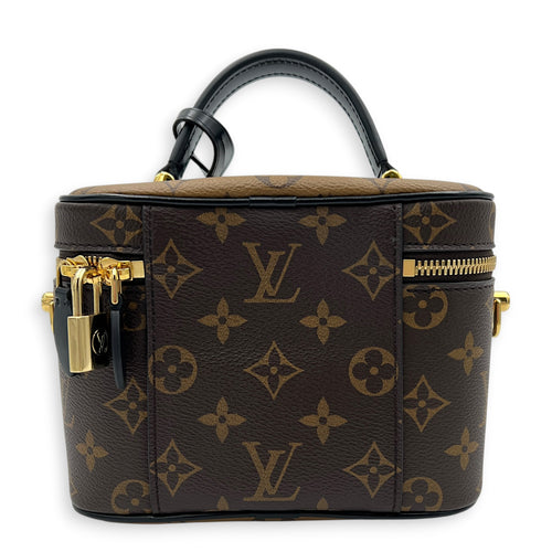 Vanity Top Handle Bag Brown in Monogram Coated Canvas, Gold hardware