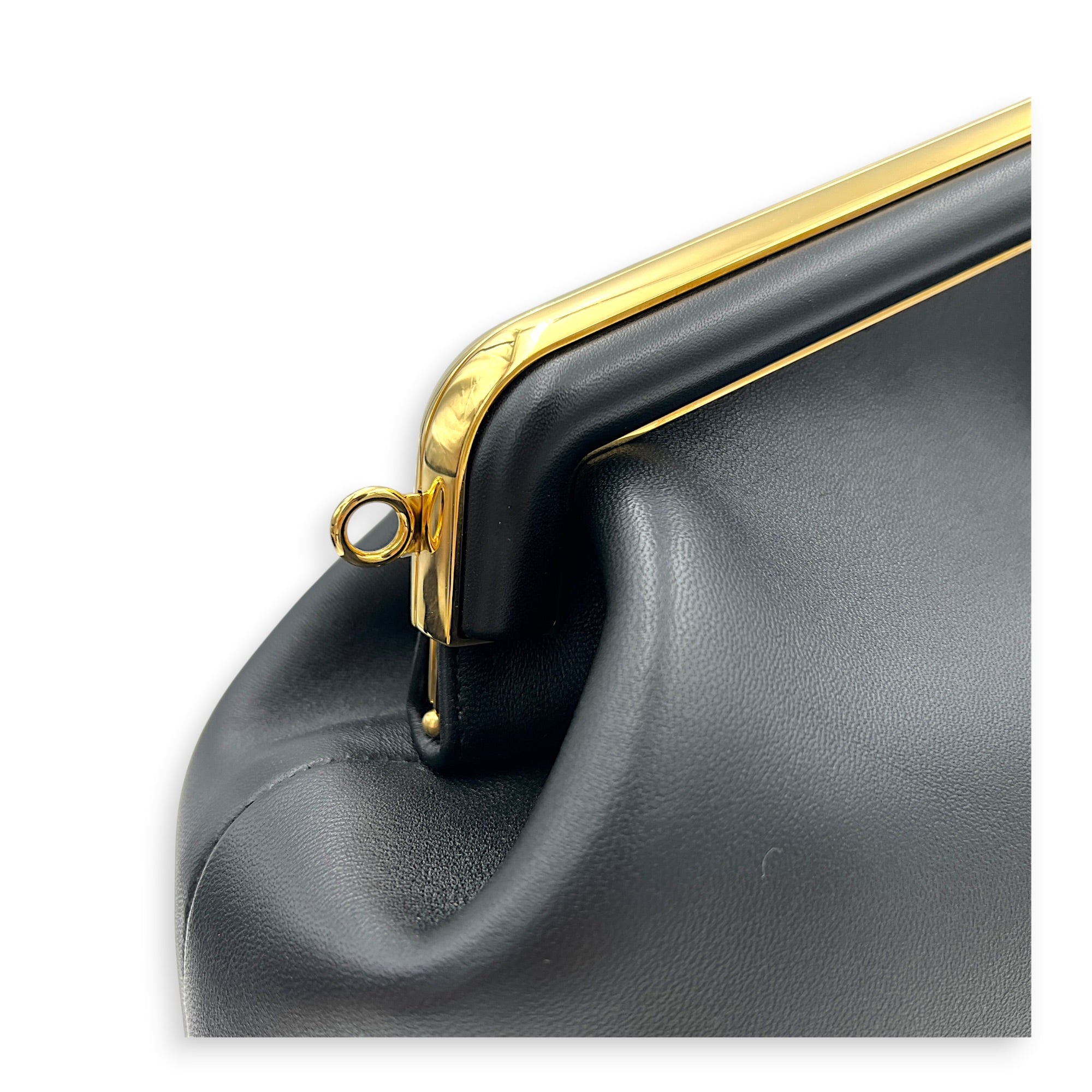 First Medium Nero Shoulder Bag in Nappa Leather, Gold hardware