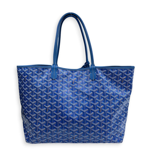Saint Louis Tote Bag Blue in Coated Canvas, Silver hardware