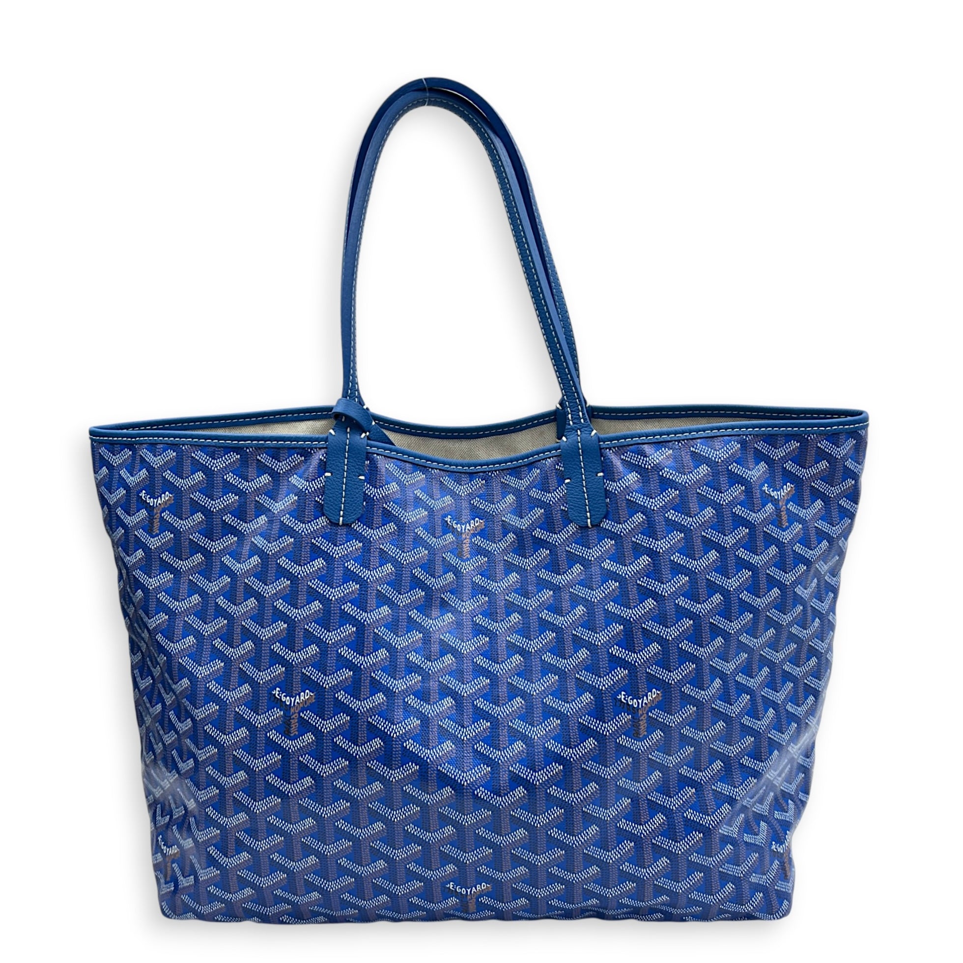 Saint Louis Tote Bag Blue in Coated Canvas, Silver hardware