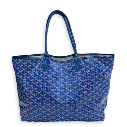 Saint Louis Tote Bag Blue in Coated Canvas, Silver hardware