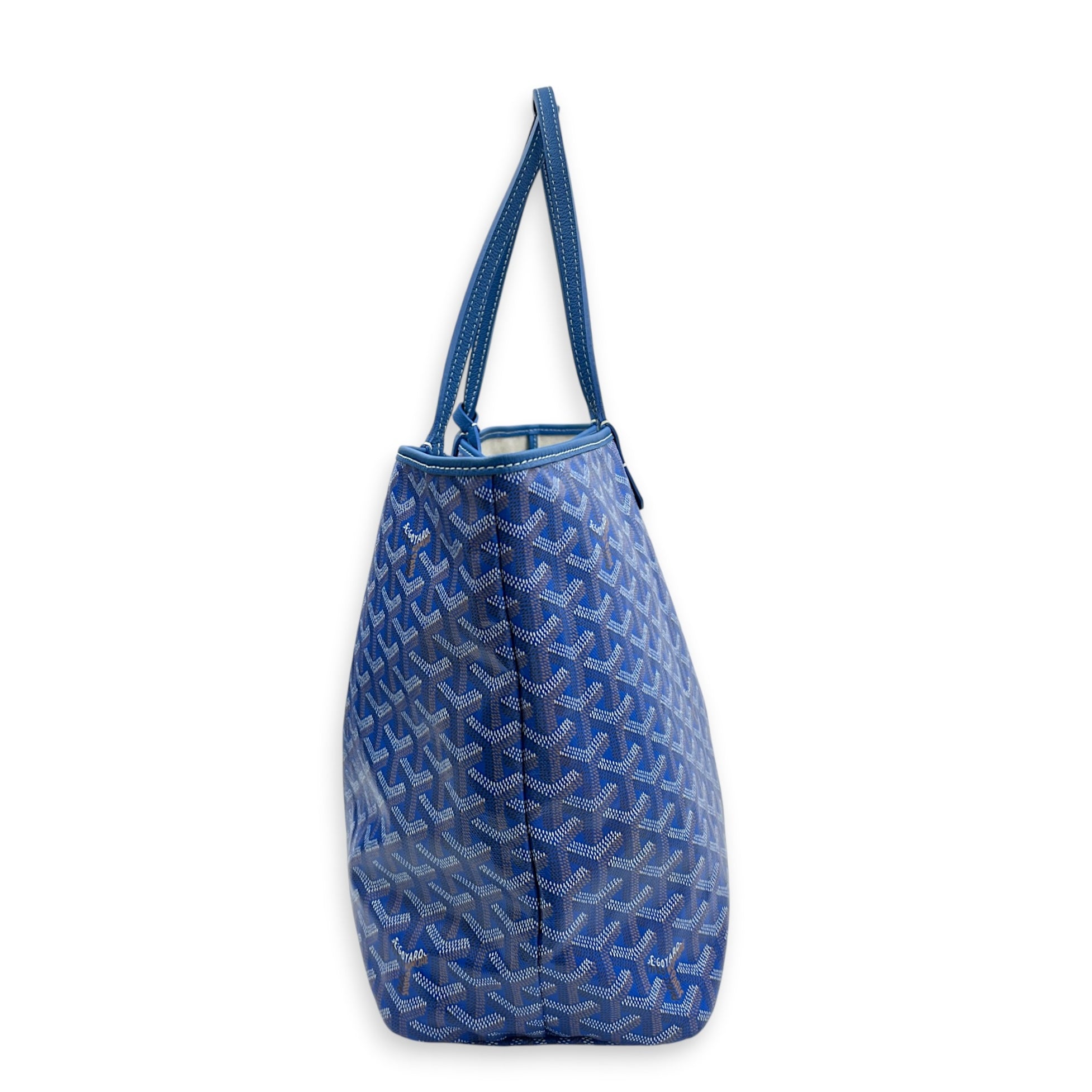Saint Louis Tote Bag Blue in Coated Canvas, Silver hardware