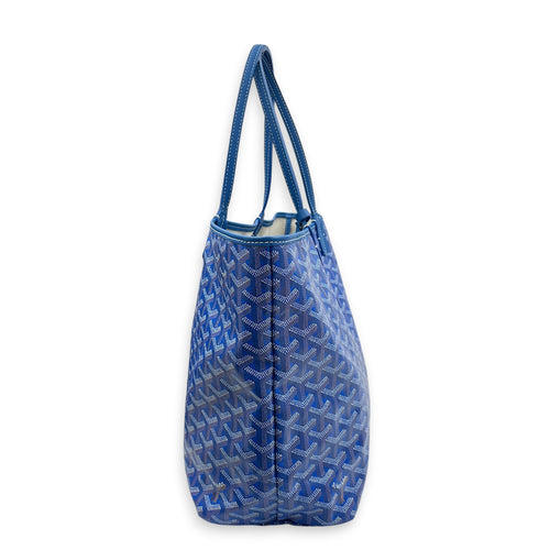 Saint Louis Tote Bag Blue in Coated Canvas, Silver hardware