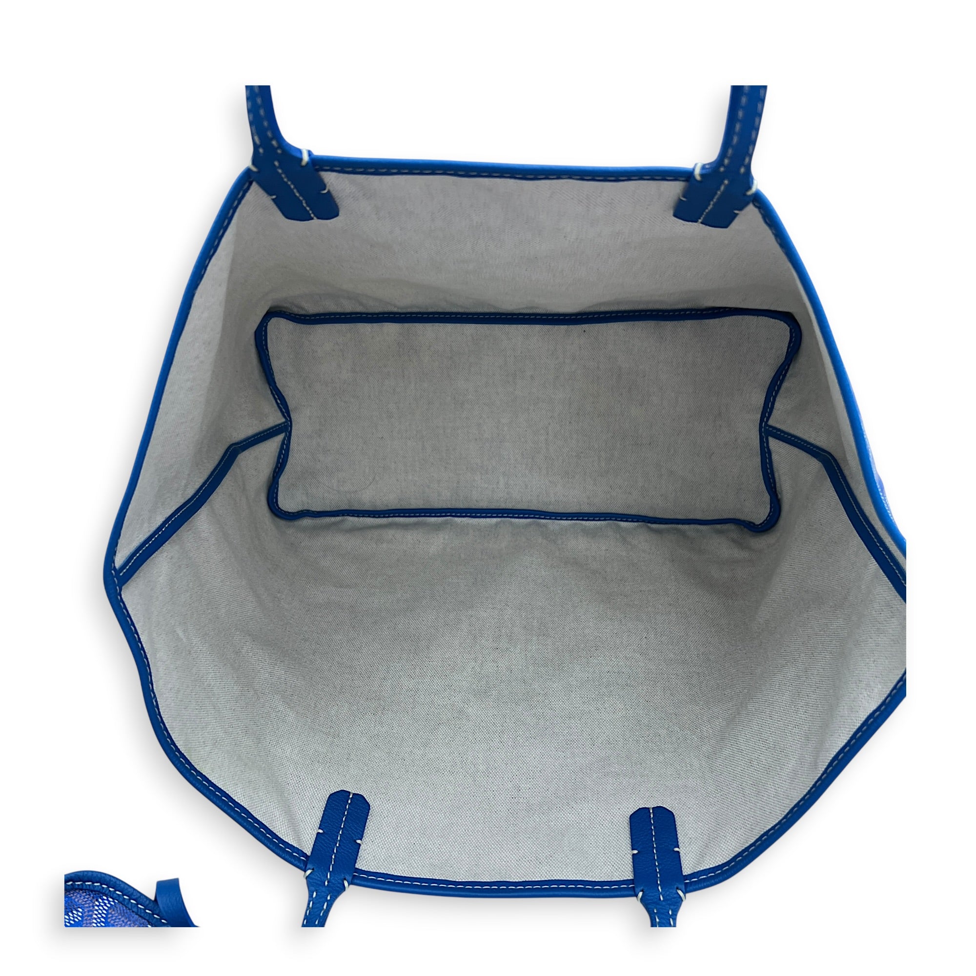 Saint Louis Tote Bag Blue in Coated Canvas, Silver hardware