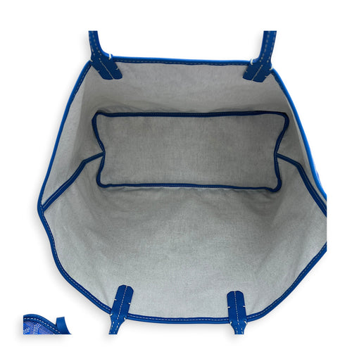 Saint Louis Tote Bag Blue in Coated Canvas, Silver hardware