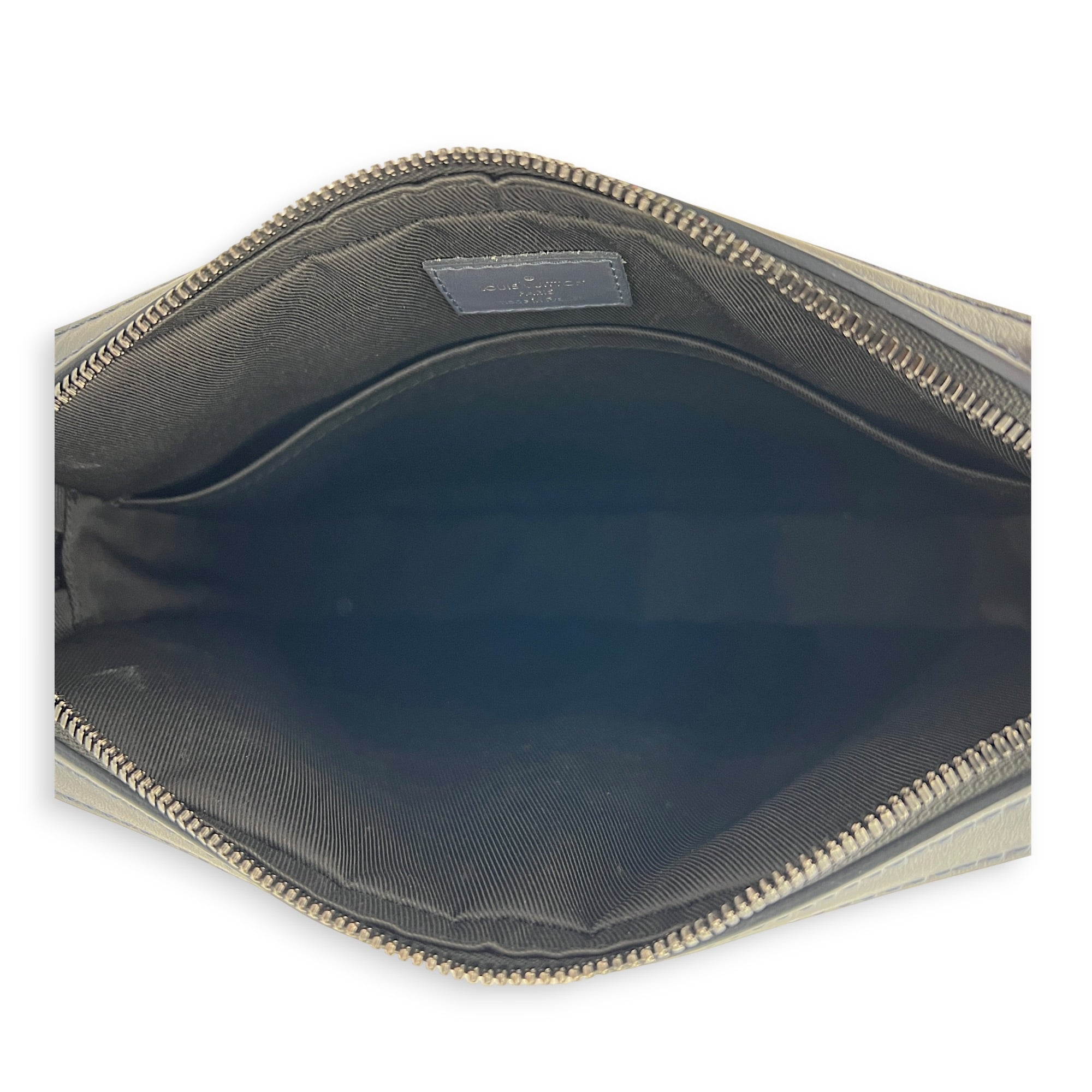 Duo Messenger Shoulder Bag Blue in Monogram Shadow Calfskin, Black hardware