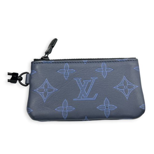 Duo Messenger Shoulder Bag Blue in Monogram Shadow Calfskin, Black hardware