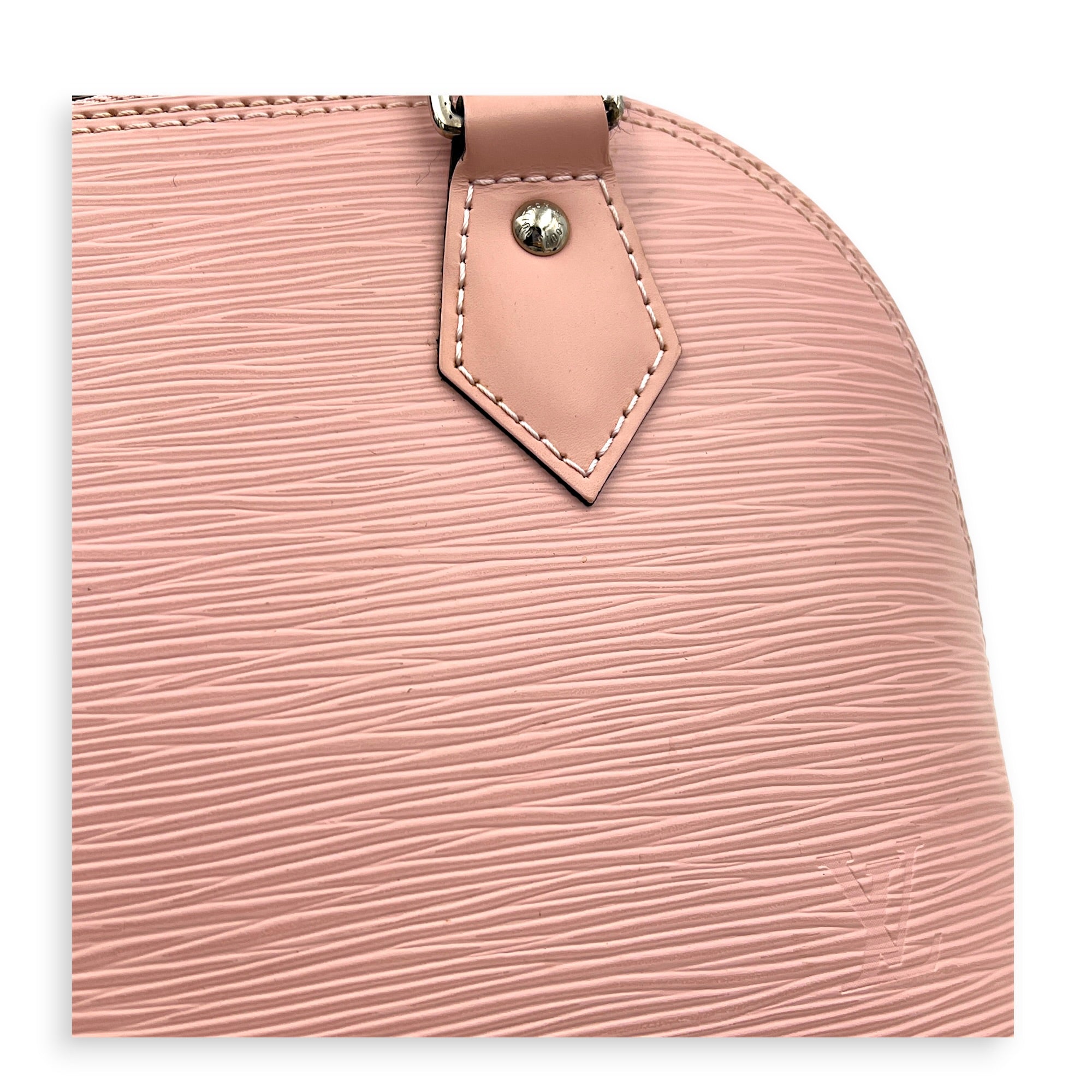 Alma Top Handle Bag BB Pink in Epi Leather, Silver hardware