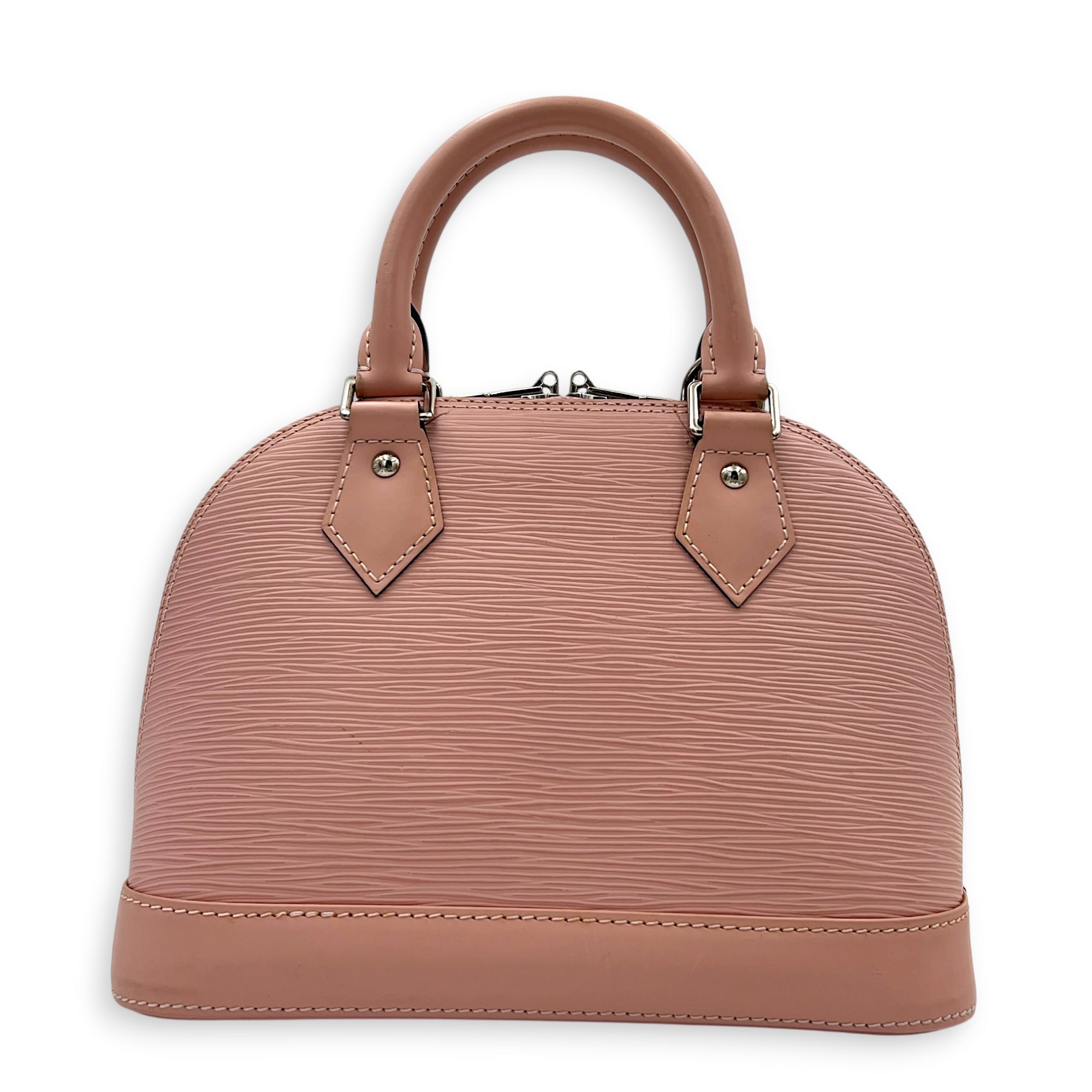 Alma Top Handle Bag BB Pink in Epi Leather, Silver hardware