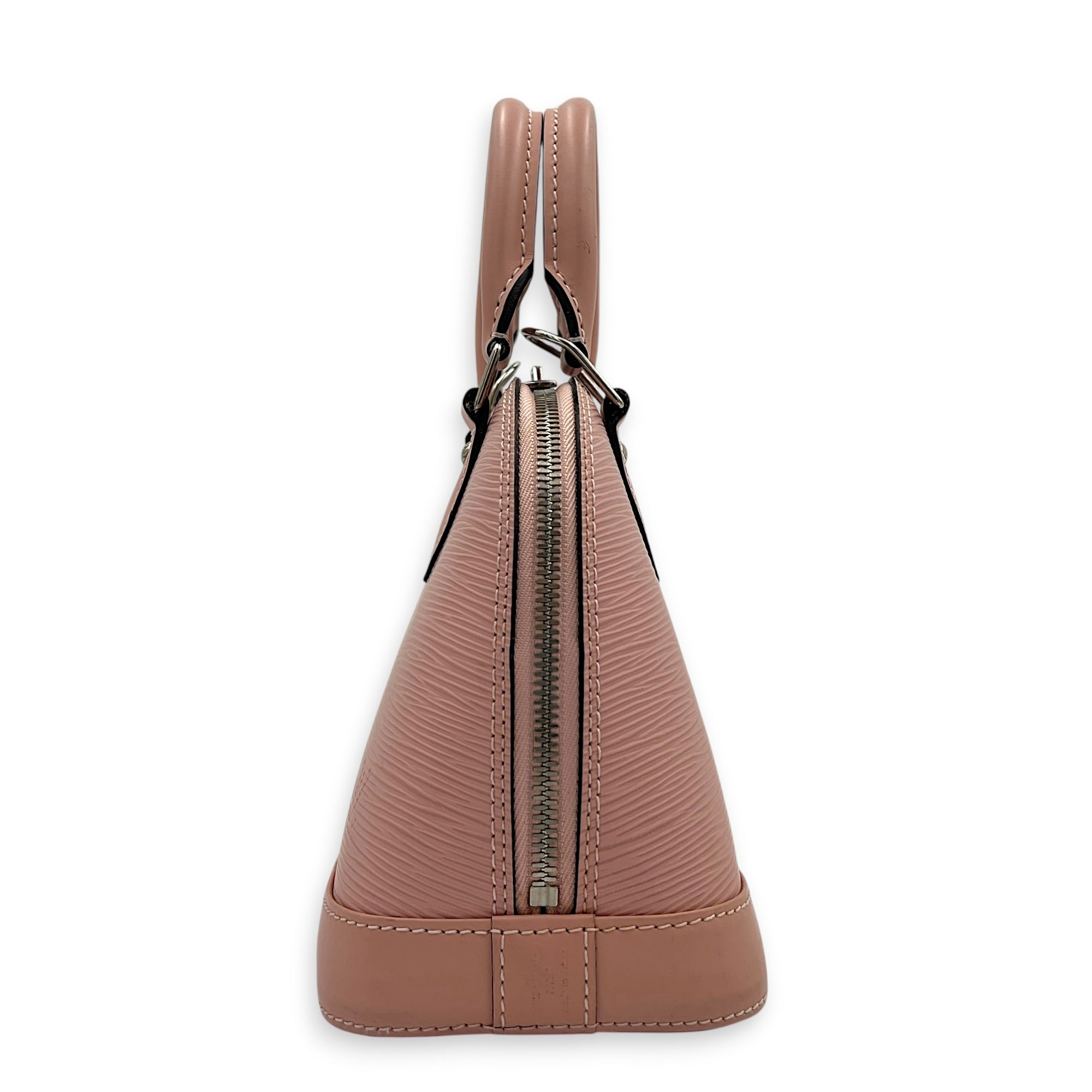 Alma Top Handle Bag BB Pink in Epi Leather, Silver hardware