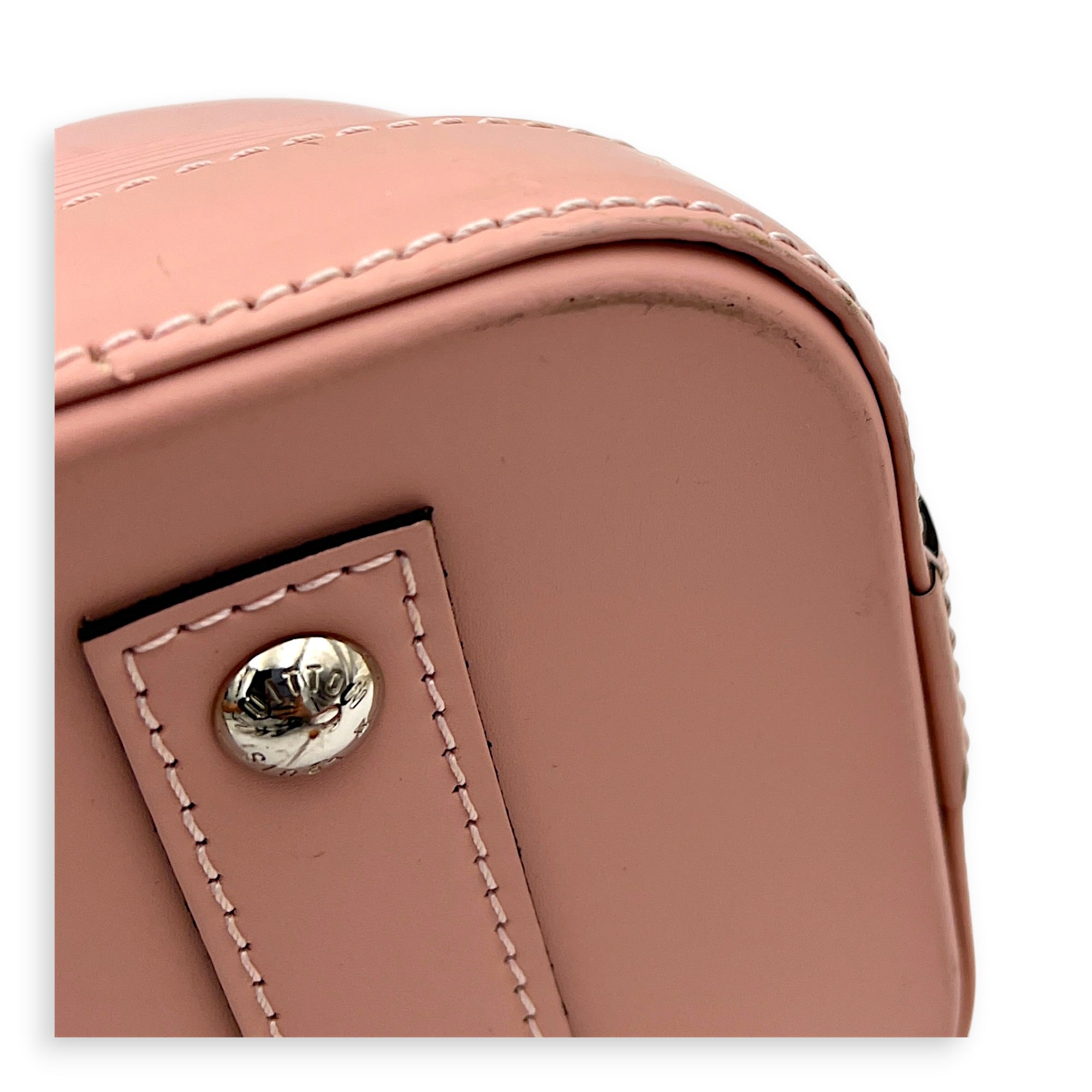 Alma Top Handle Bag BB Pink in Epi Leather, Silver hardware
