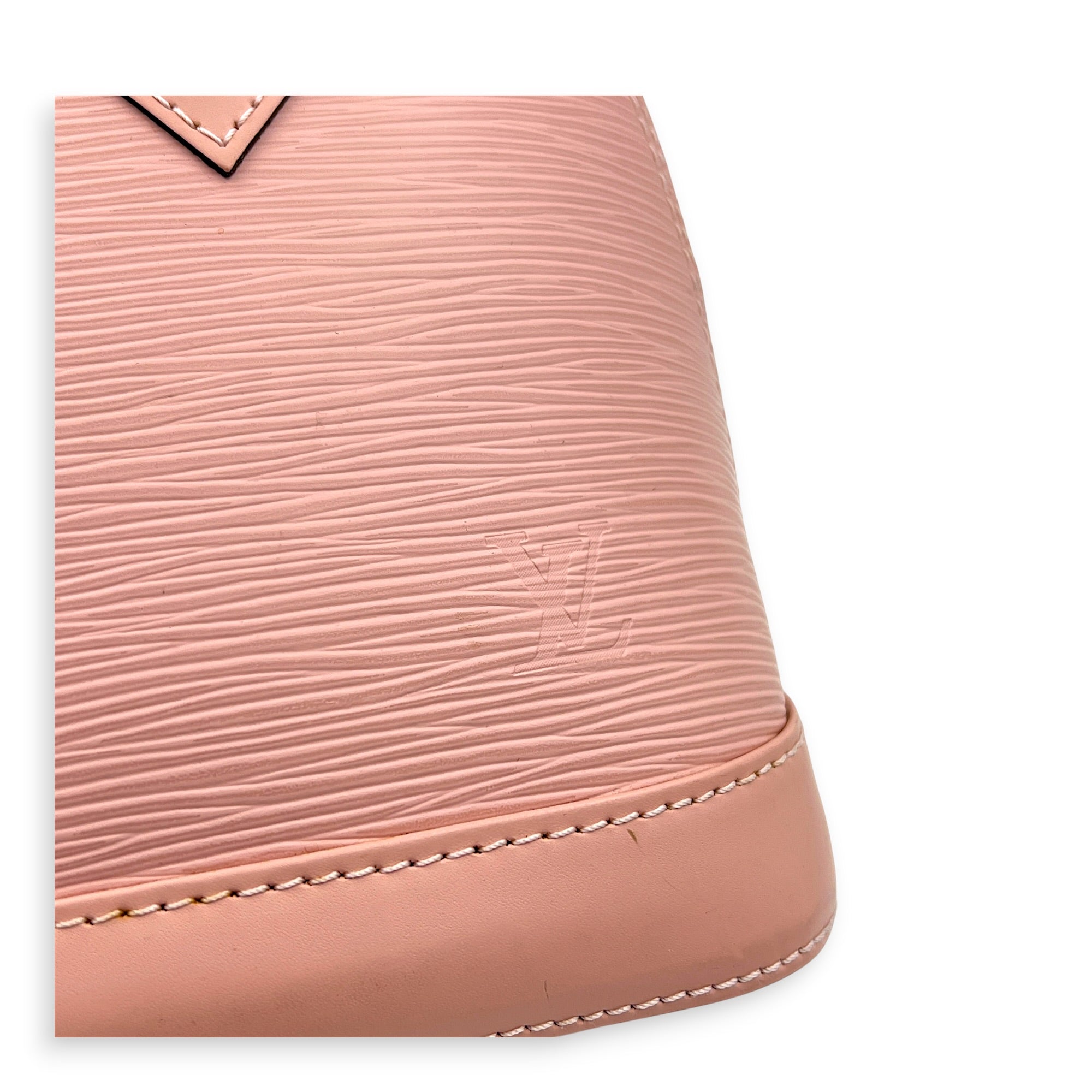 Alma Top Handle Bag BB Pink in Epi Leather, Silver hardware