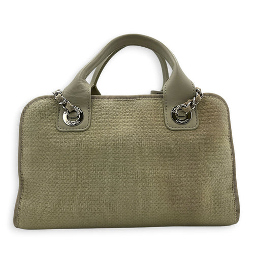 Deauville Top Handle & Shoulder Bag Grey in Canvas, Silver hardware