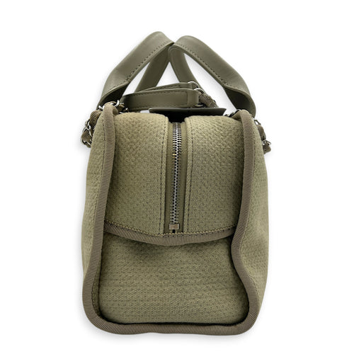 Deauville Top Handle & Shoulder Bag Grey in Canvas, Silver hardware