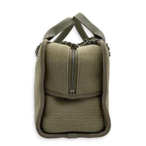 Deauville Top Handle & Shoulder Bag Grey in Canvas, Silver hardware