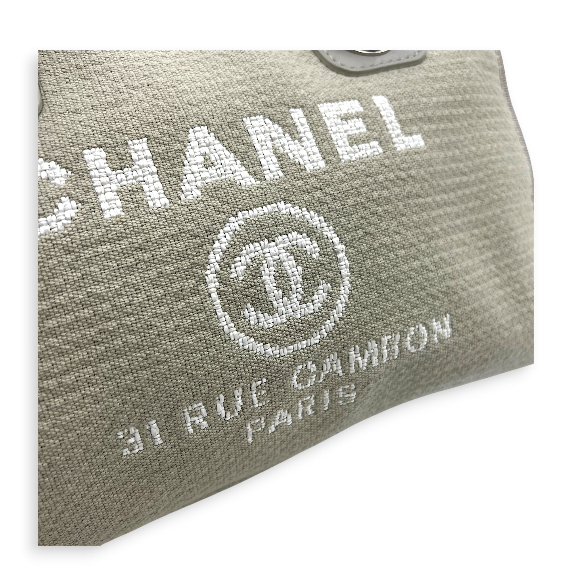 Deauville Top Handle & Shoulder Bag Grey in Canvas, Silver hardware