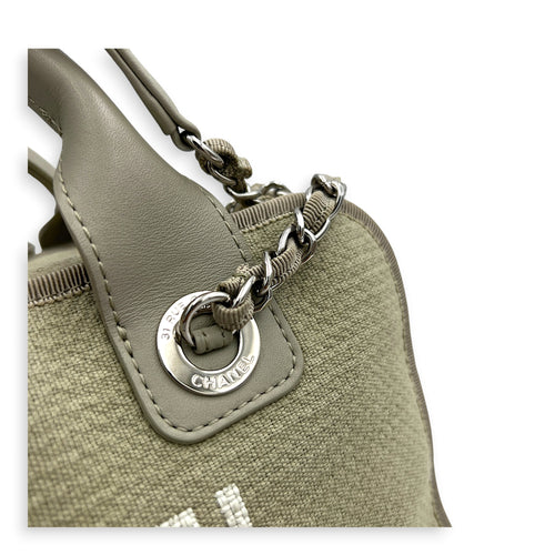 Deauville Top Handle & Shoulder Bag Grey in Canvas, Silver hardware