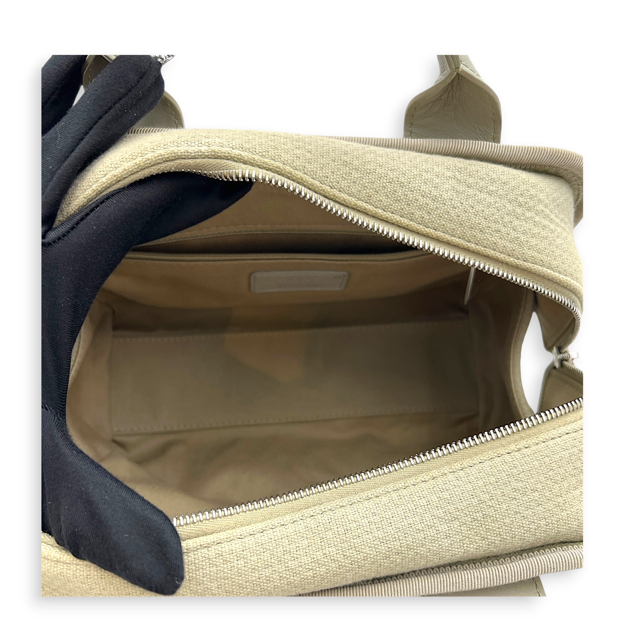 Deauville Top Handle & Shoulder Bag Grey in Canvas, Silver hardware