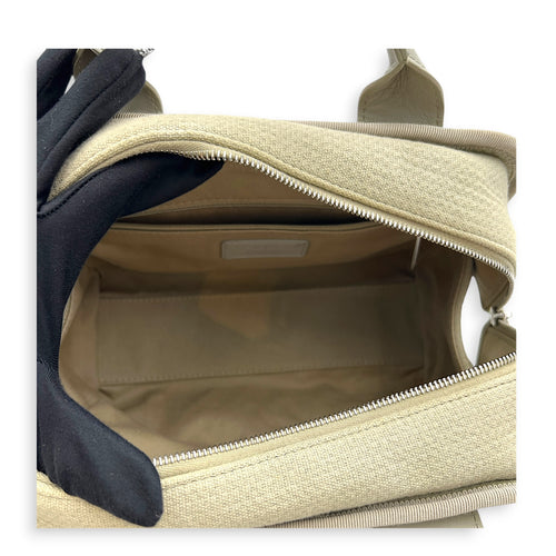 Deauville Top Handle & Shoulder Bag Grey in Canvas, Silver hardware