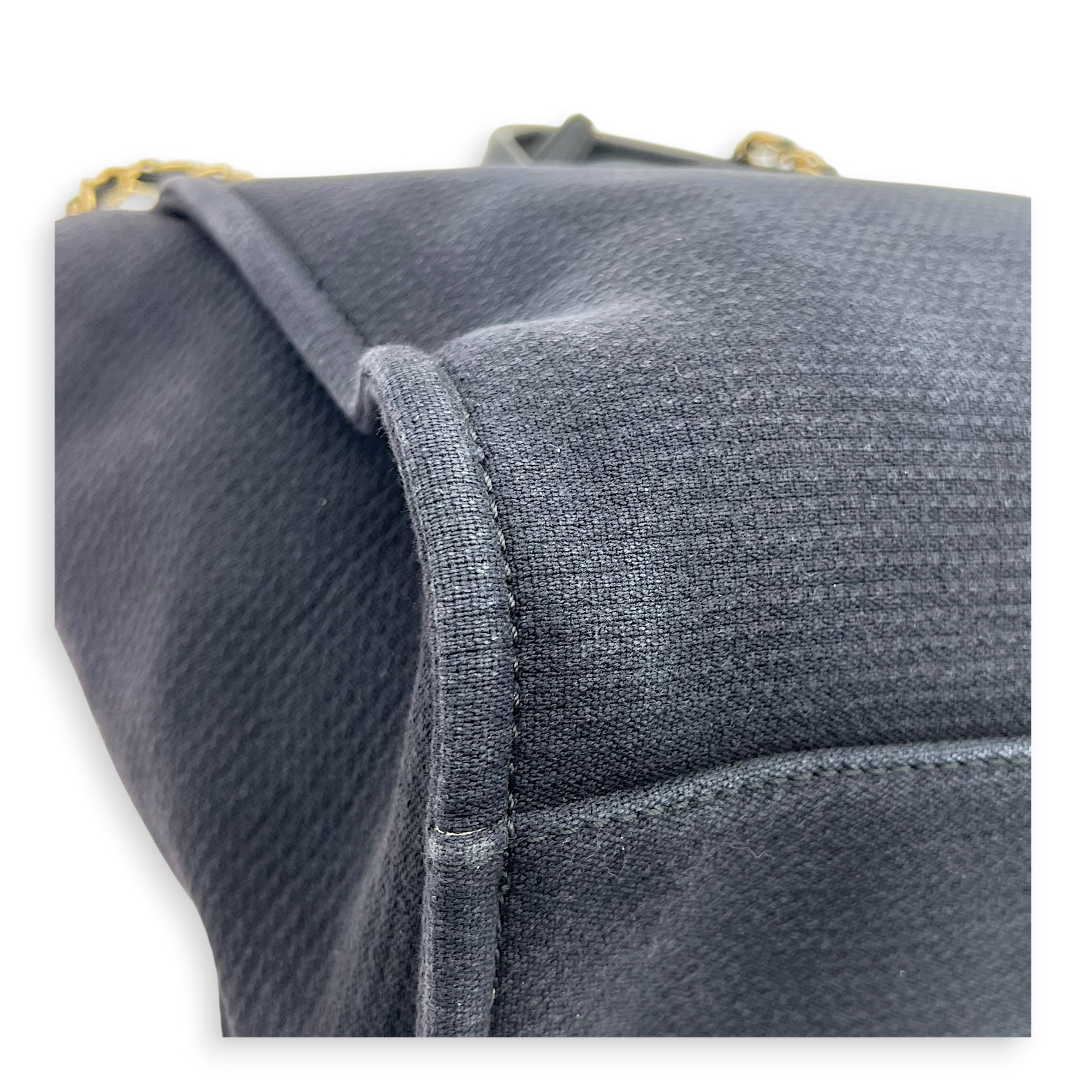 Deauville Tote Bag Black in Canvas, Gold hardware