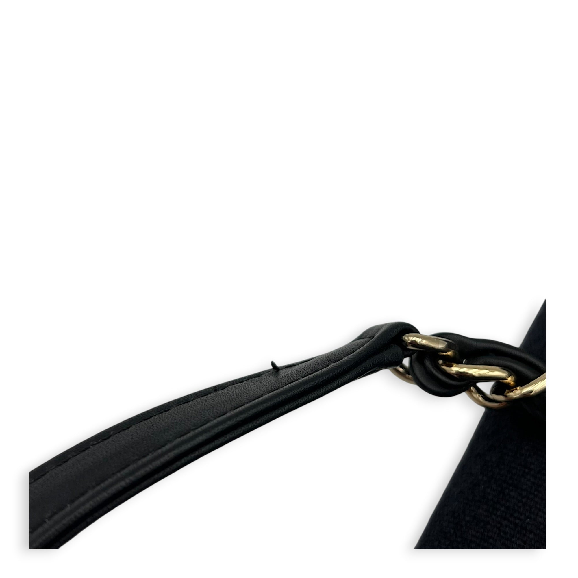 Deauville Tote Bag Black in Canvas, Gold hardware