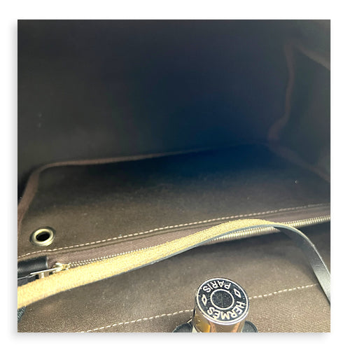Herbag 31 Ebene & Noir Top Handle Bag in Canvas, Palladium hardware