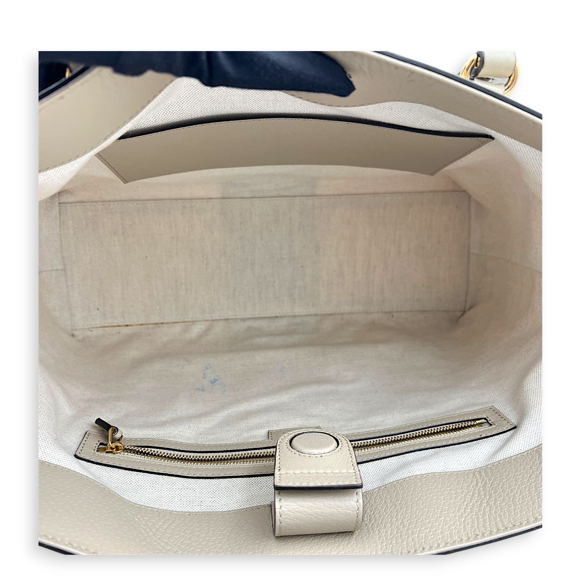 Ophidia Tote Bag White in Coated Canvas, Gold hardware